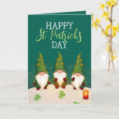 Drie Feestelijke Kabouters Klavertjes St. Patrick' Kaart (Gele Bloem)