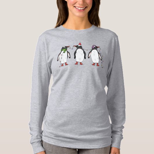 Drie feestelijke kerstpinguïns Illustratie T-shirt (Voorkant)