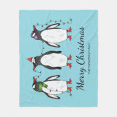 Drie feestelijke kerstpinguïns met aangepaste teks fleece deken (Voorkant)