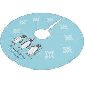 Drie feestelijke kerstpinguïns met aangepaste teks kerstboom rok (Gekanteld)