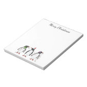 Drie feestelijke kerstpinguïns met aangepaste teks notitieblok (Gedraaid)