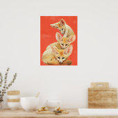 Drie Fennec Fox Kits Poster (Keuken)
