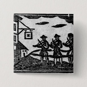 Drie Fiddlers van 'A Book Roxburghe Ballads' Vierkante Button 5,1 Cm