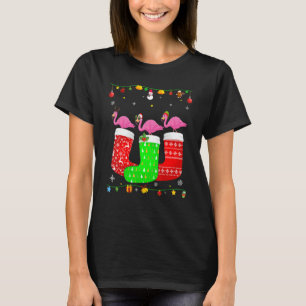 Drie Flamingo In Kerstsokken Matching Xmas Pa T-shirt