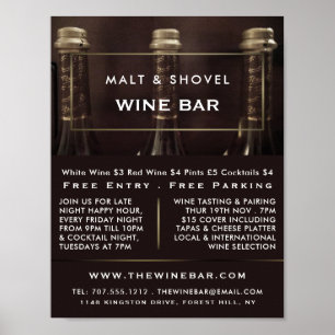 Drie flessenvertoning, Wijnbar/Wijnmakerij Adverte Poster