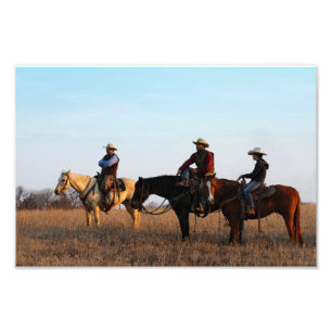 Drie Flint Hills Cowboys Foto Afdruk