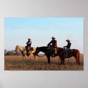 Drie Flint Hills Cowboys Poster