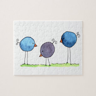 Drie flitsende Waterverf vogels Legpuzzel
