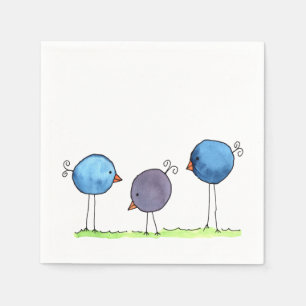 Drie flitsende Waterverf vogels Servet
