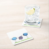 Drie flitsende Waterverf vogels Vierkante Kartonnen Onderzetter (Insitu)