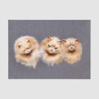 Drie Fluffy Katten Vintage Kattenkunst Decoupage Tissuepapier