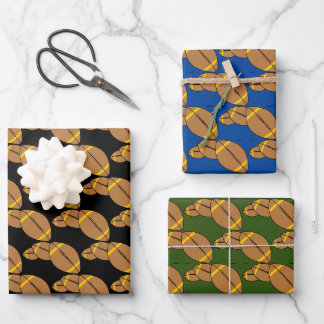 Drie Footballs Inpakpapier Vel