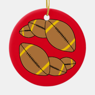 Drie Footballs Keramisch Ornament