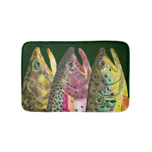 Drie forel-decor badmat