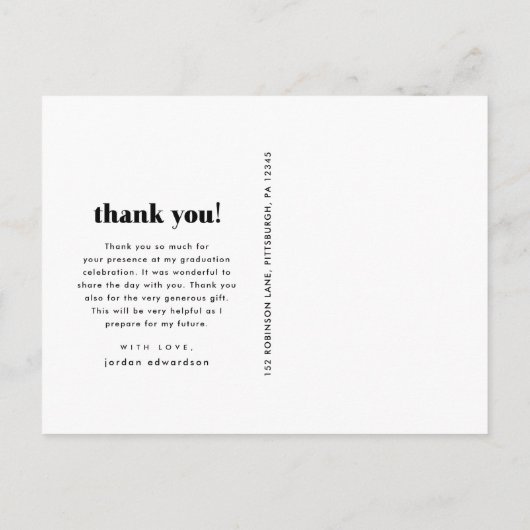 Drie Foto Afstuderen Dank u Briefkaart (Achterkant)