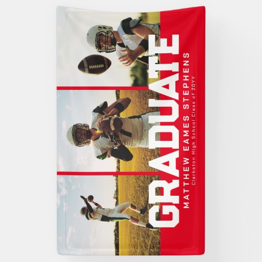 Drie foto afstuderen vettig rood afstuderen spandoek (Verticaal)