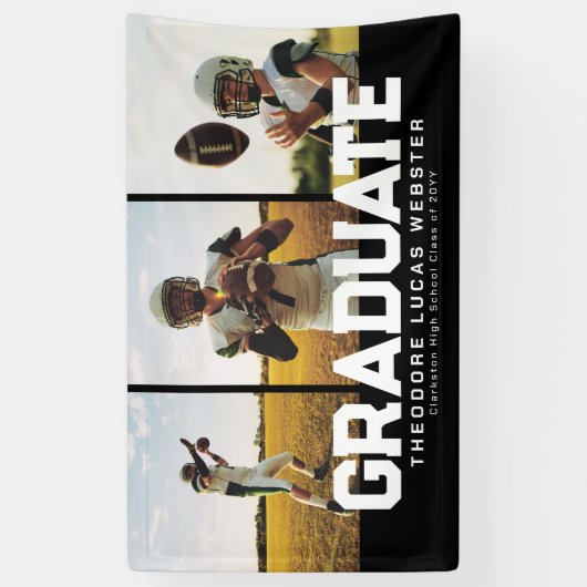 Drie foto afstuderen vettig zwart afstuderen spandoek (Verticaal)