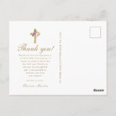 Drie foto bloemenkruis Eerste Communie blozend Briefkaart (Achterkant)