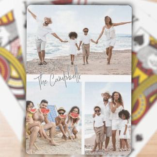 Drie foto collage aangepaste naam speelkaarten