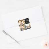 Drie Foto Collage Bruiloft Custom Vierkante Sticker (Envelop)
