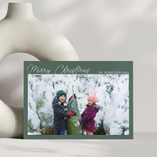 Drie foto collage groen script Prettig kerstfeest Feestdagenkaart