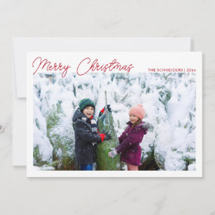 Drie foto collage Rode Script Prettig Kerstfeest Feestdagenkaart