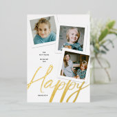 DRIE FOTO FOLIE HANUKKAH KAART (Staand Voorkant)