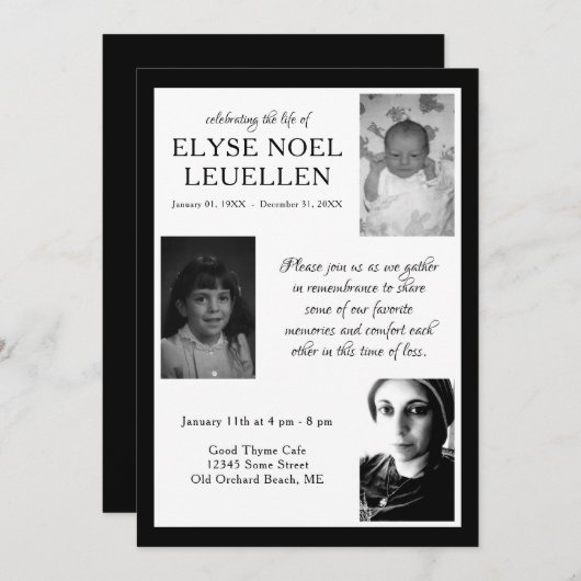 drie foto - herdenkingskaarten programma (Voorkant / Achterkant)