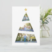 Drie foto Kerstboom Moderne vakantie Kaart (Staand voorkant)