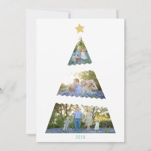 Drie foto Kerstboom Moderne vakantie Kaart