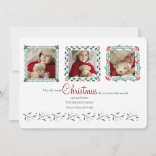 Drie Foto Kerstkaart Wit Kaart