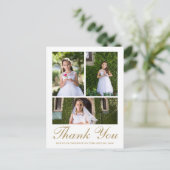 Drie foto met Cross First Communion Wit Briefkaart (Staand voorkant)