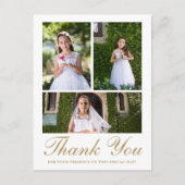 Drie foto met Cross First Communion Wit Briefkaart (Voorkant)