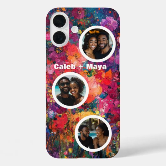Drie foto Neo Expressionistische Bloemen Collage Case-Mate iPhone Case (Achterkant)