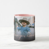 Drie foto roze ik hou van je mama mok (Midden)