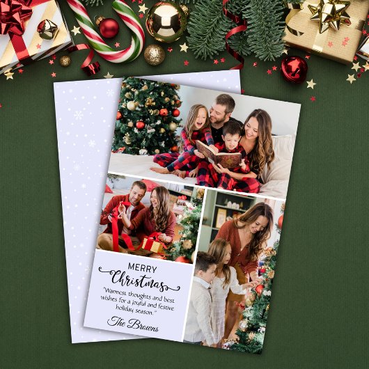 Drie fotocollage moderne schattige eenvoudige kers feestdagenkaart