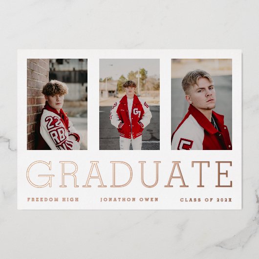 DRIE Fotoframes ROOS GOLD AFSTUDEREN aankondiging (Voorkant)