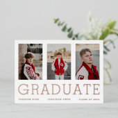 DRIE Fotoframes ROOS GOLD AFSTUDEREN aankondiging (Staand Voorkant)