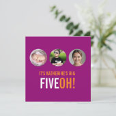 Drie foto's 50th FIVEOH! Fotoverjaardagsuitnodigin Kaart (Staand voorkant)