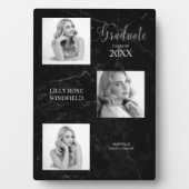 Drie Foto's Afstuderen Aankondiging zwarte marmer Fotoplaat (voorkant)