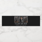 Drie foto's Afstuderen Modern Congrats Black Waterfles Etiket (Enkel label)