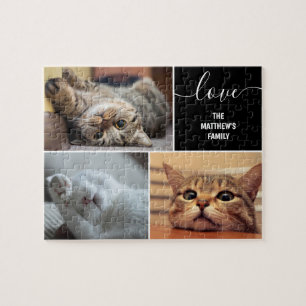 Drie foto's collage schattige katten gepersonalise legpuzzel