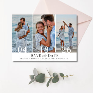 Drie foto's Collage Weddenschap Save the Date