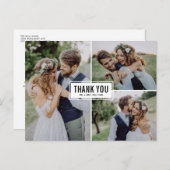 Drie foto's Collage Wedding Dank u Briefkaart (Voorkant / Achterkant)
