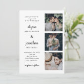 Drie foto's | Eenvoudige en moderne huwelijksuitno Kaart (Staand voorkant)