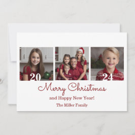Drie foto's Eenvoudige Kerst Feestdagenkaart
