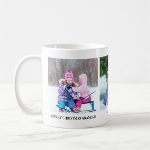 Drie foto's Kerstcadeauwinkkop voor oma's Koffiemok
