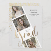 drie foto's met gouden afstuderen - aankondiging (Voorkant / Achterkant)