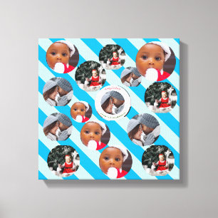 Drie foto's met speciale blauwe streep voor kerstm canvas afdruk