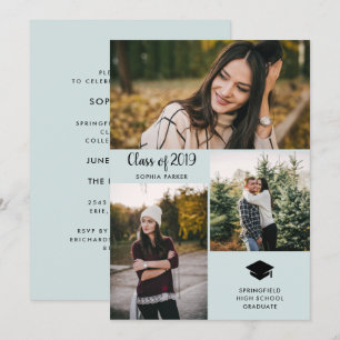 Drie foto's Moderne Typografie Graduation Party Kaart